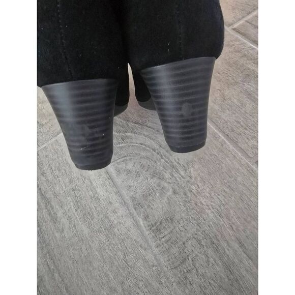 Womens Clarks Wedge Bootie Black Leather Suede Size 7 - Picture 5 of 7